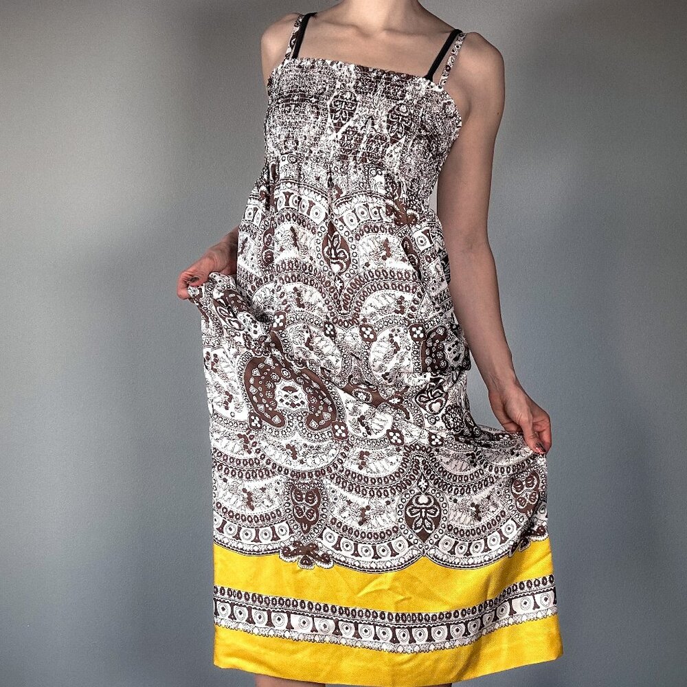 Talbots Smocked Top 100% Silk Sundress Size M